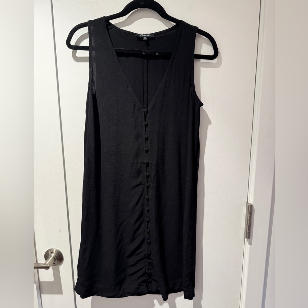Madewell Black Sleeveless Button-Down Dress